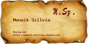 Mensik Szilvia névjegykártya
